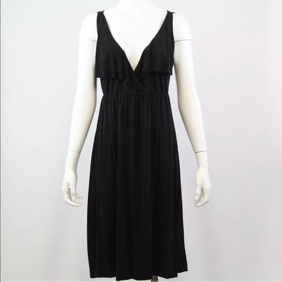 J. Crew Dresses & Skirts - J Crew Dress Sz M Black Knit Sleeveless Flounce